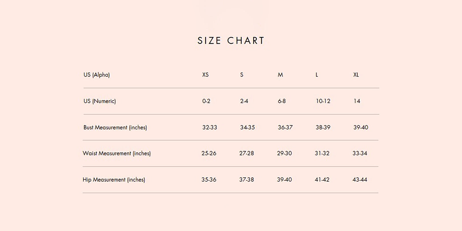 Product size guide