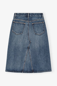 Dark Heavy Washed Denim Midi Skirt | Mid Blue Vintage