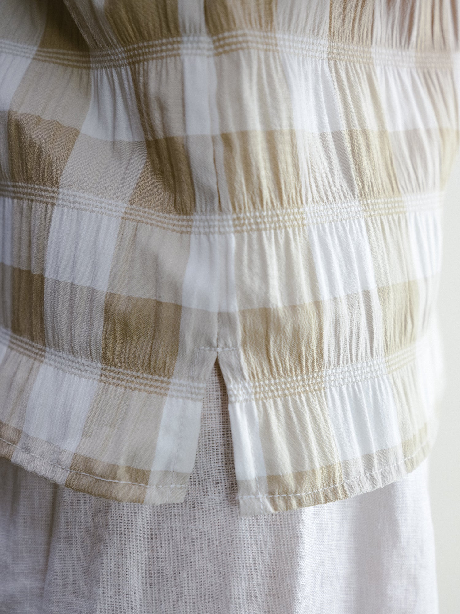 Dainty Blouse | Beige Gingham