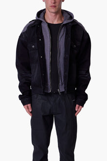 Denim Dissolved Trucker Jacket | Black x Grey