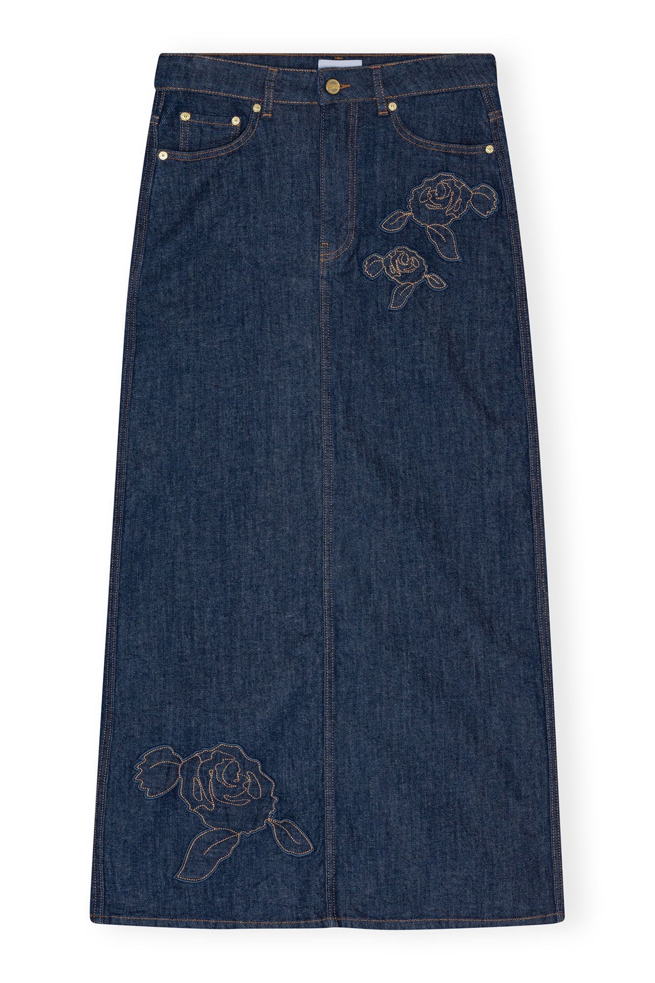 Denim Rose Maxi Skirt | Rinse