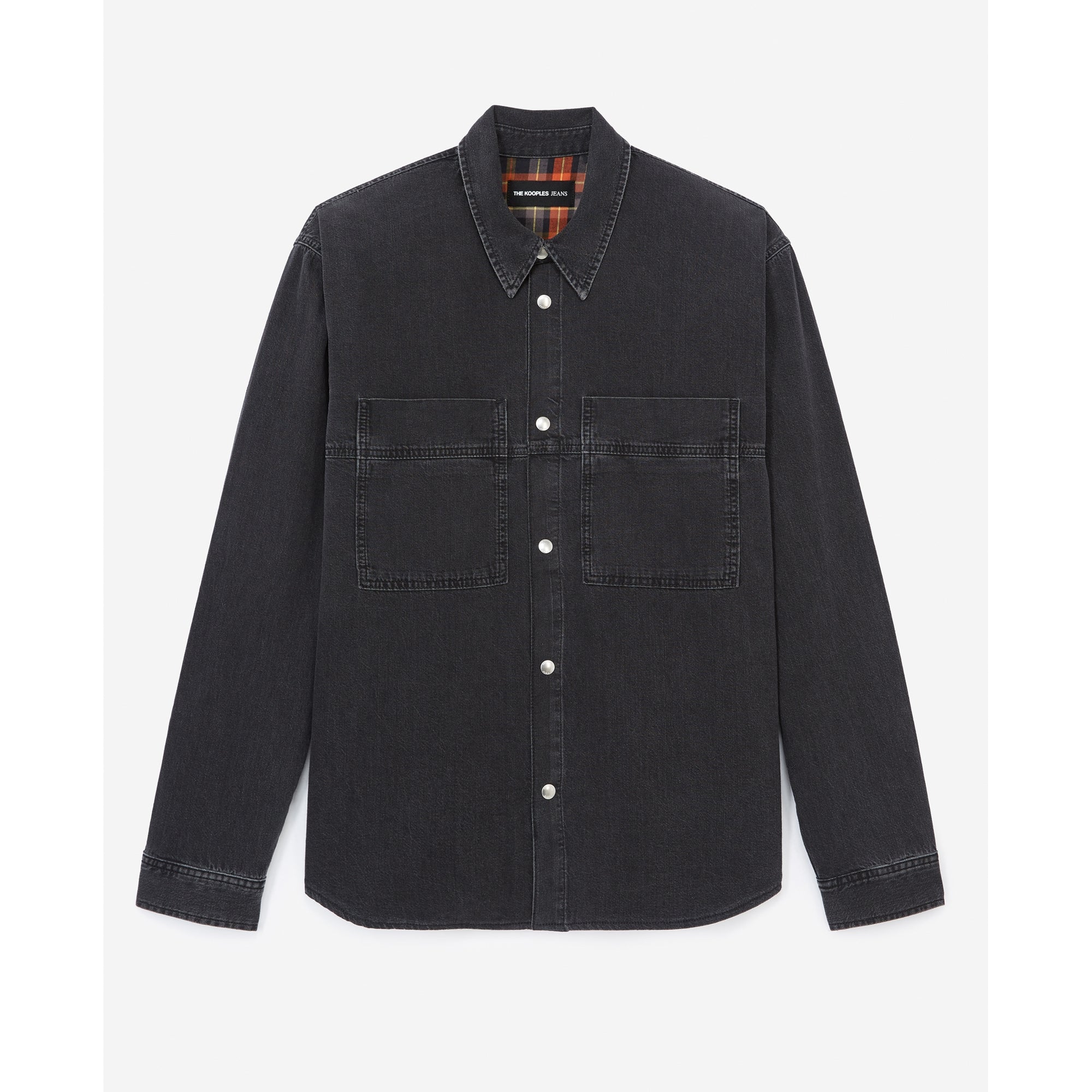 Denim Shirt With Check Lining | Men | Black Washed