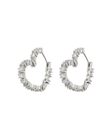 Diamond Heart Bijoux Hoops - Silver | Plated Silver