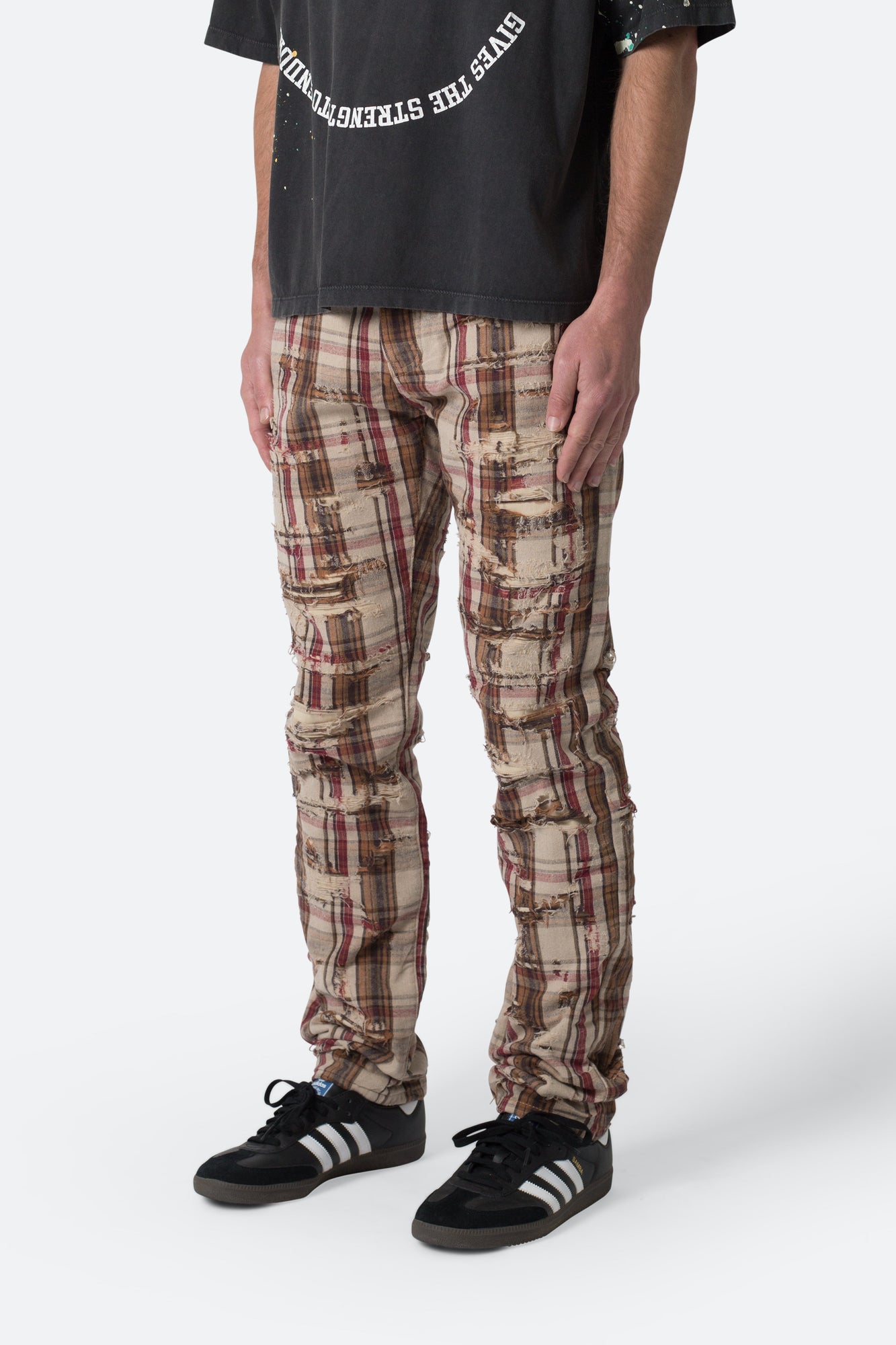 Distressed Plaid Pants | Multi