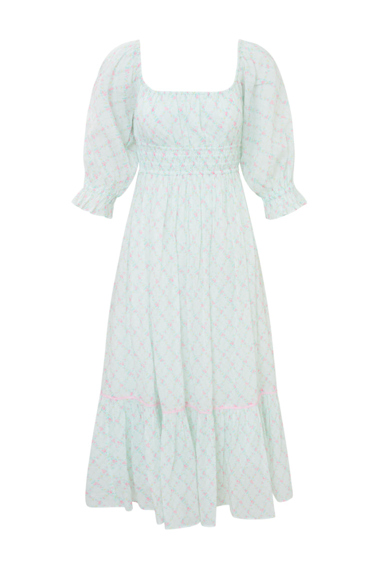 Dobrianna Re-Edition Cotton Maxi Dress | Green Leaf