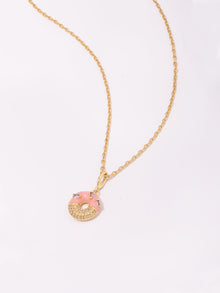 Donut Stawberry Glazed Necklace | 5A Grade Cubic Zirconia/Enamel | 14K Gold Plated Brass