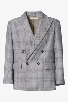 Double Breasted Suit Jacket | Black x Grey