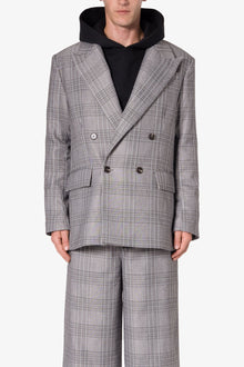 Double Breasted Suit Jacket | Black x Grey