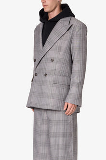 Double Breasted Suit Jacket | Black x Grey