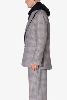 Double Breasted Suit Jacket | Black x Grey