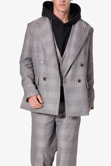 Double Breasted Suit Jacket | Black x Grey