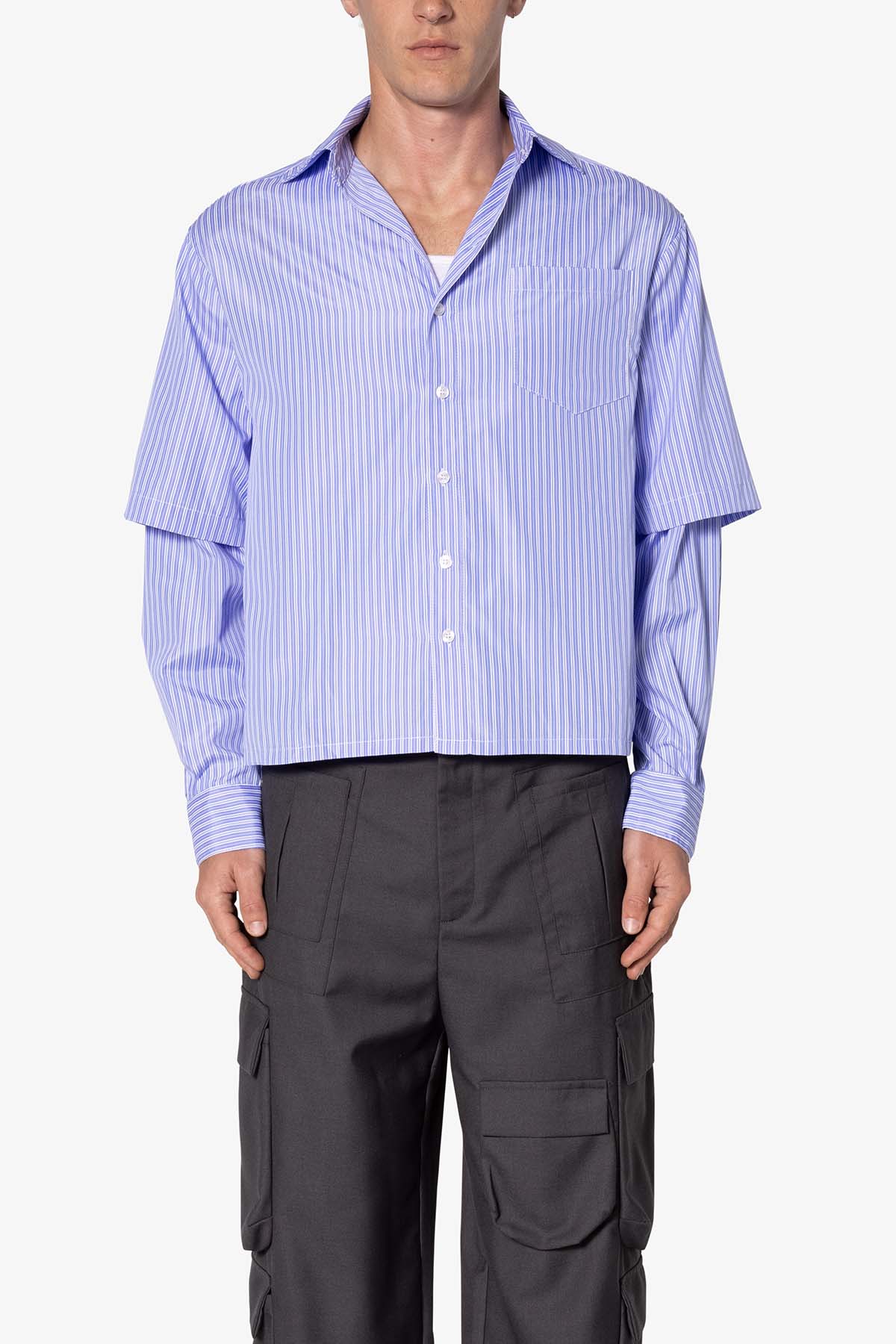 Double Layer Pinstripe Shirt | Blue