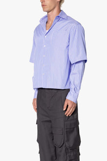 Double Layer Pinstripe Shirt | Blue