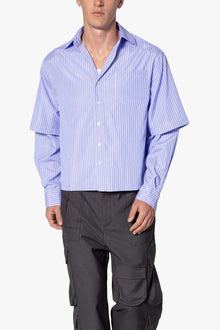 Double Layer Pinstripe Shirt | Blue
