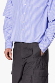 Double Layer Pinstripe Shirt | Blue