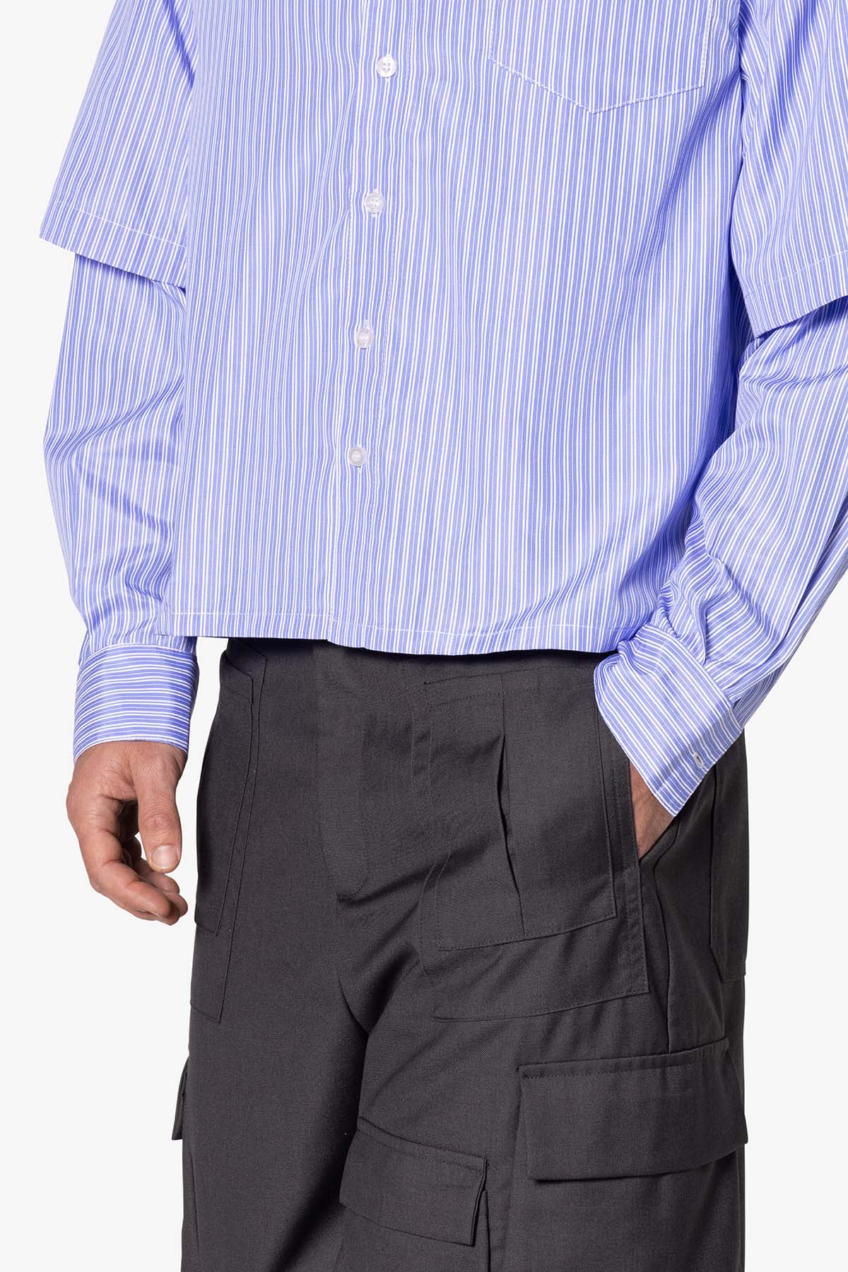 Double Layer Pinstripe Shirt | Blue