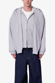 Double Layer Sleeve Scarf Hoodie | Grey