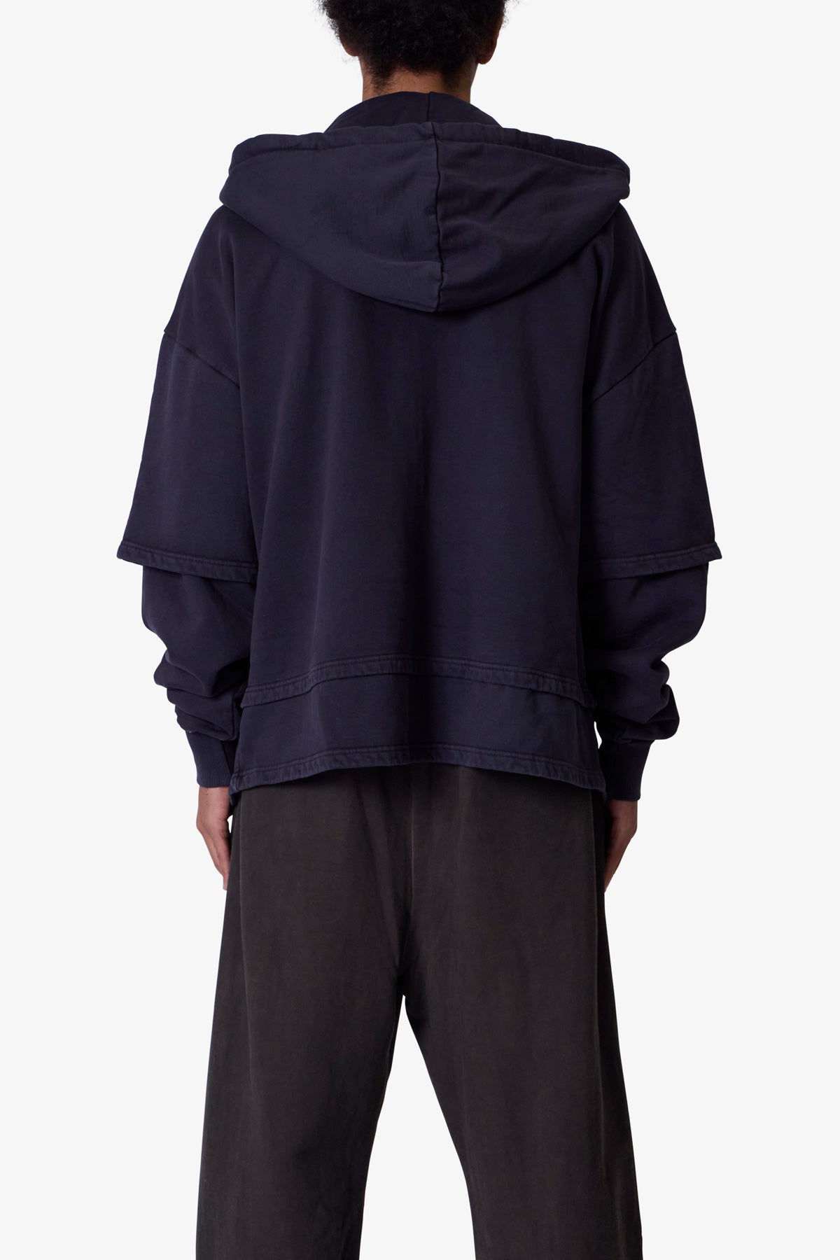 Double Layer Zipper Sweater | Washed Black