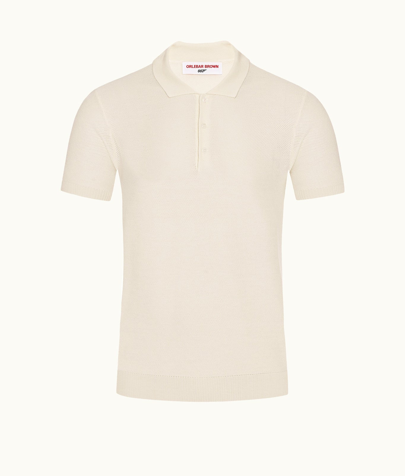 Dr. No Knitted Polo 007 Tailored Fit Silk Polo Shirt | Ivory