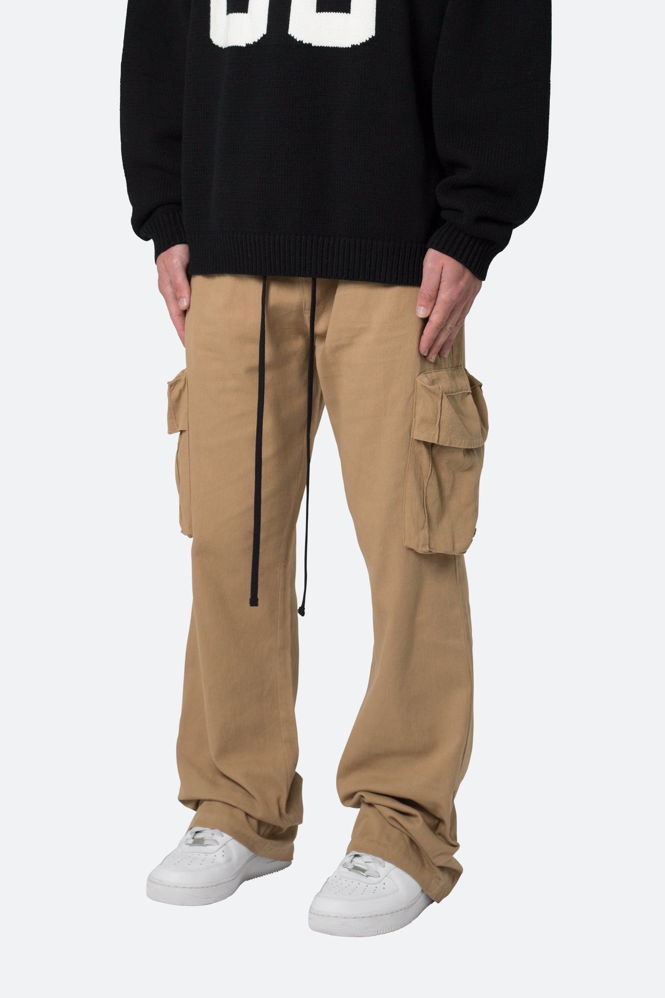 Drawcord Flare Cargo Pants | Khaki