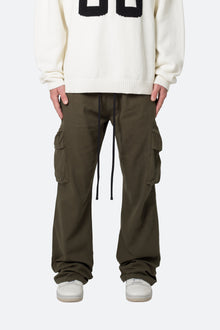 Drawcord Flare Cargo Pants | Olive