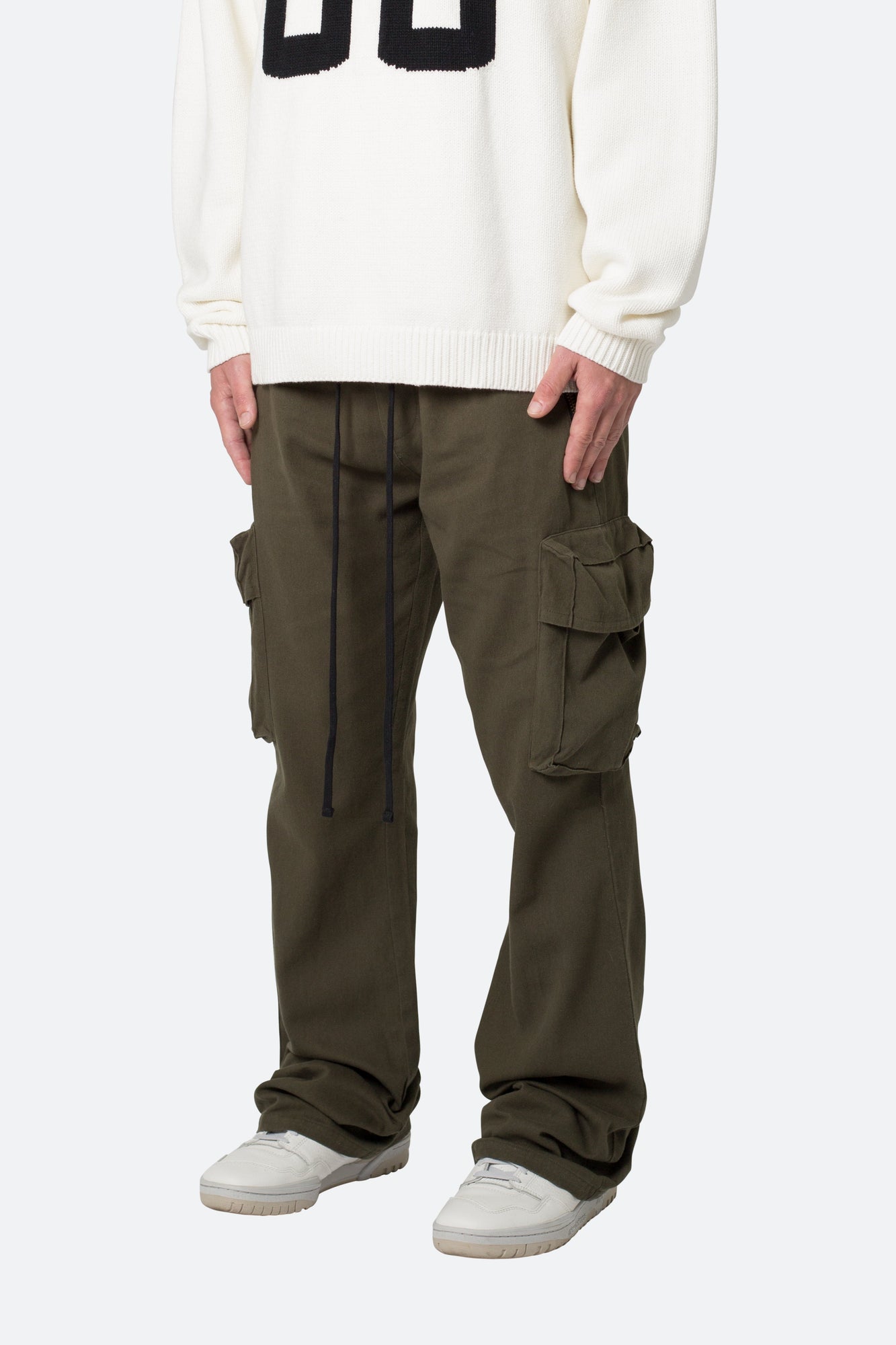 Drawcord Flare Cargo Pants | Olive