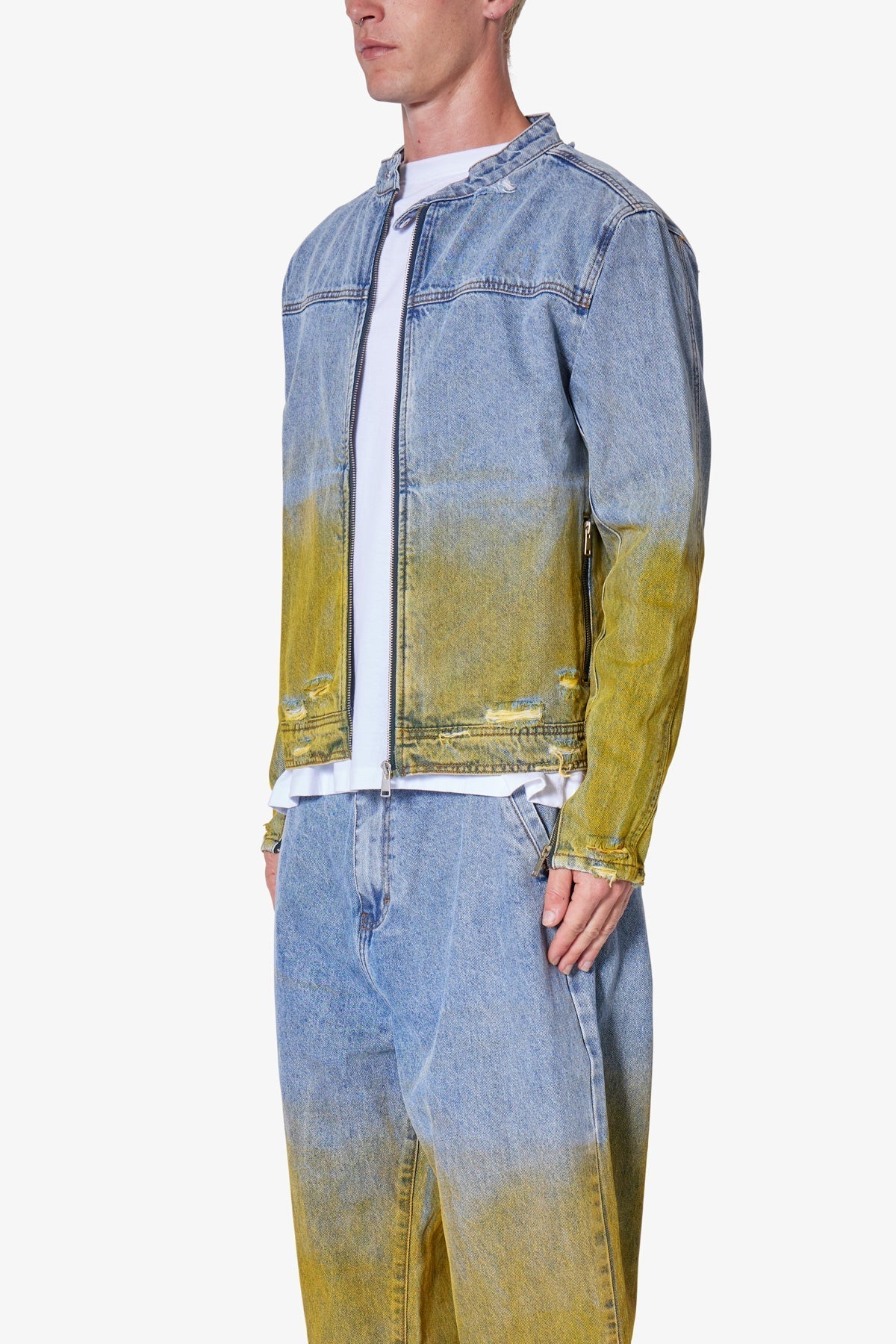 Dual Gradient Washed Denim Jacket | Blue