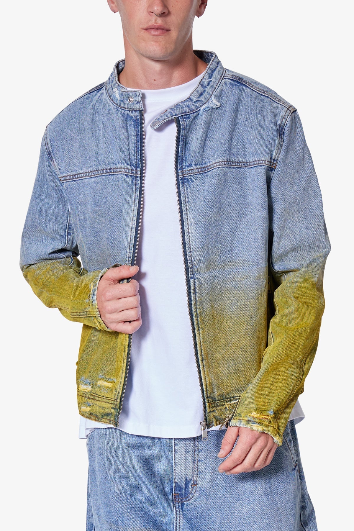 Dual Gradient Washed Denim Jacket | Blue