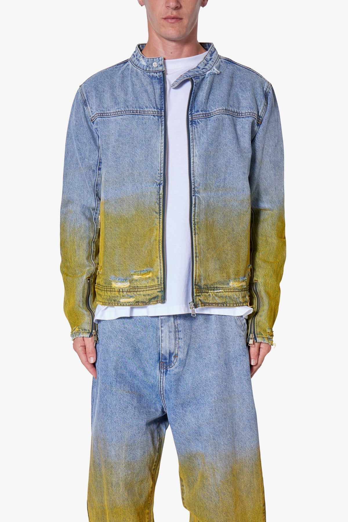 Dual Gradient Washed Denim Jacket | Blue