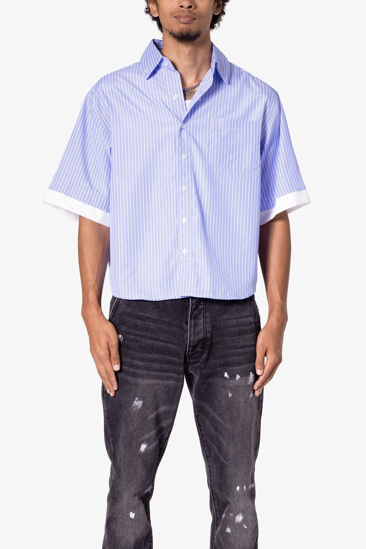 Dual Layered Striped Shirt | Blue
