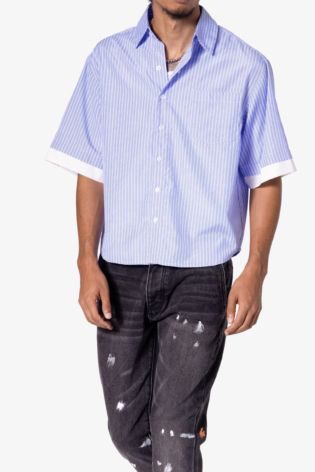 Dual Layered Striped Shirt | Blue