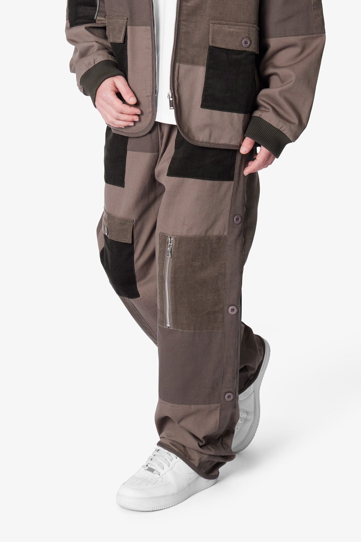 Dual Patchwork Cargo Pants | Olive