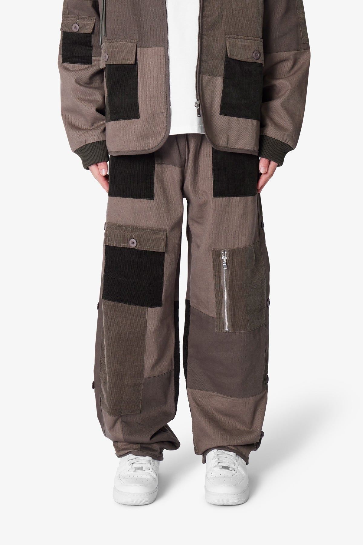Dual Patchwork Cargo Pants | Olive