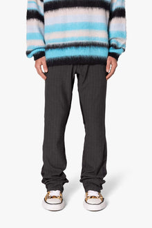 Dual Tone Flare Pinstripe Trouser Pants | Black