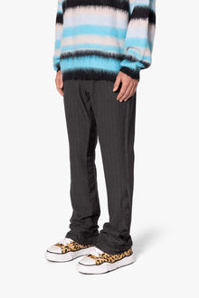 Dual Tone Flare Pinstripe Trouser Pants | Black