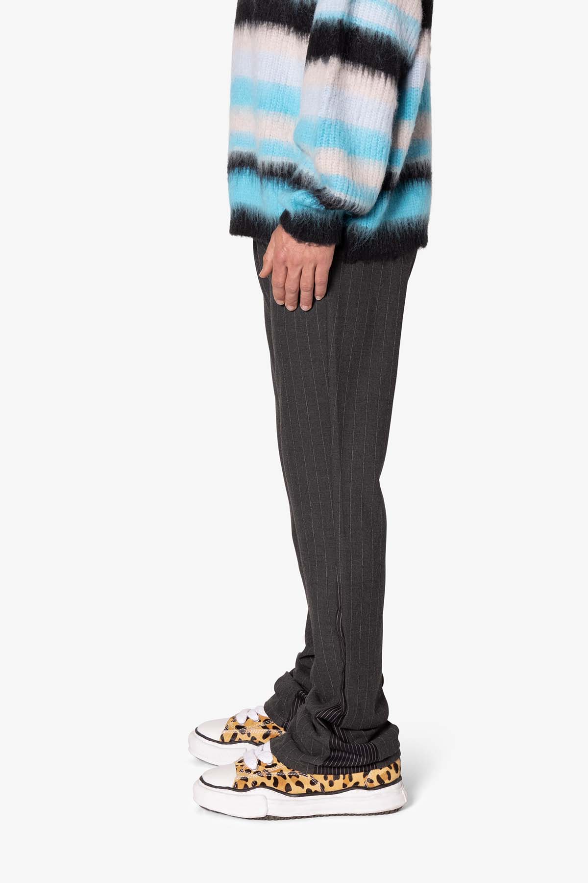 Dual Tone Flare Pinstripe Trouser Pants | Black