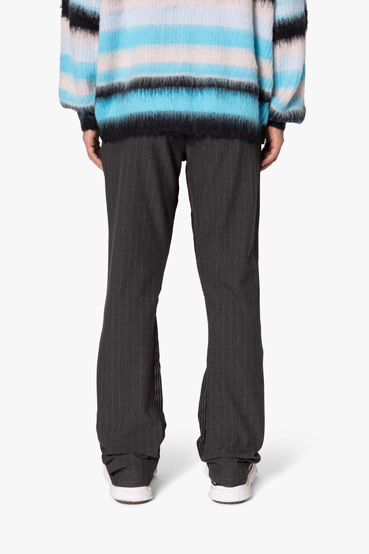 Dual Tone Flare Pinstripe Trouser Pants | Black