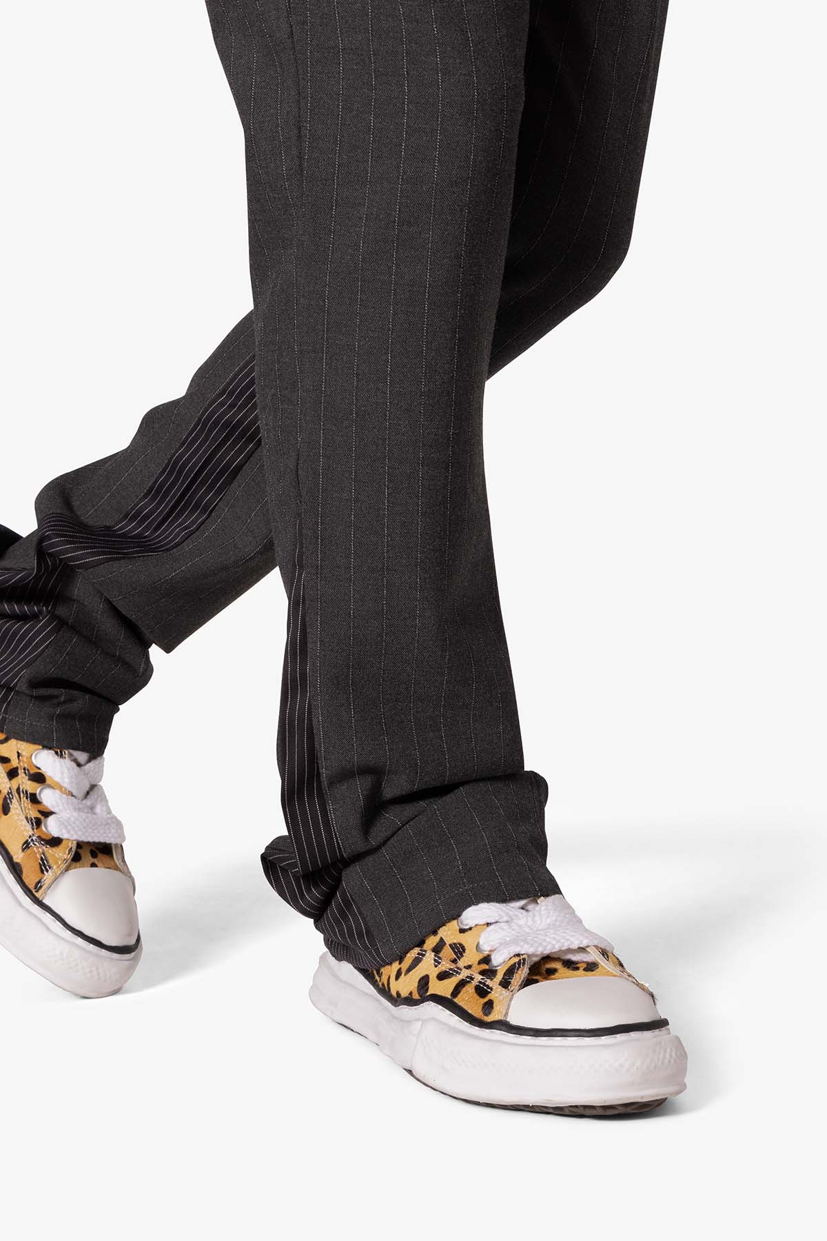Dual Tone Flare Pinstripe Trouser Pants | Black