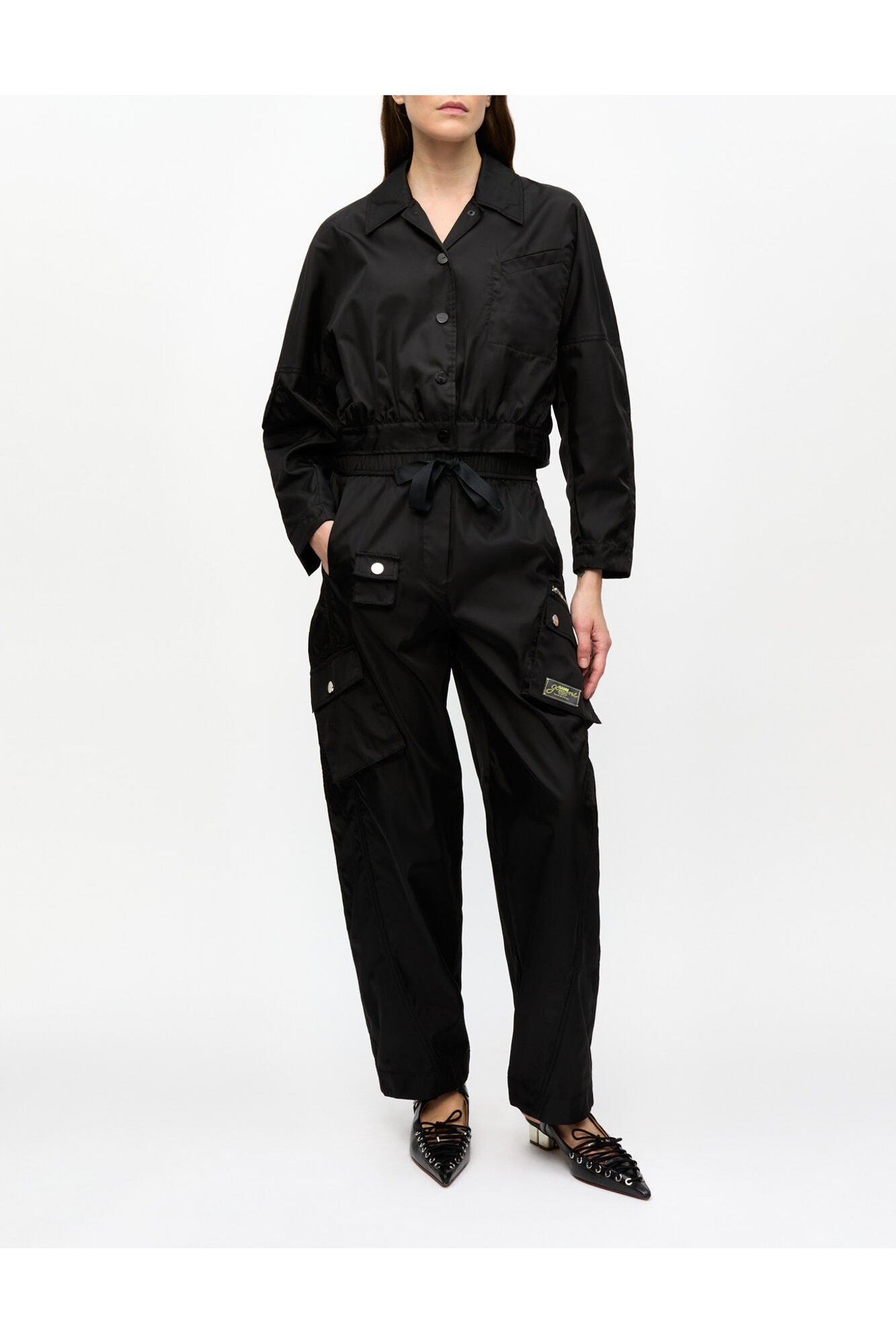 Duchesse Nylon Cargo Trousers | Black