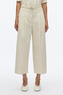 Double Pleat Wide Cropped Pant | Stone