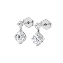 2.25 CT Round Lab-Grown Diamond | Dangle Drop Earrings | 14K White Gold | J-K Color | I1-I2 Clarity