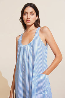 Women | Organic Sandwashed Cotton Two-Way Dress | Nautico Stripe Azure