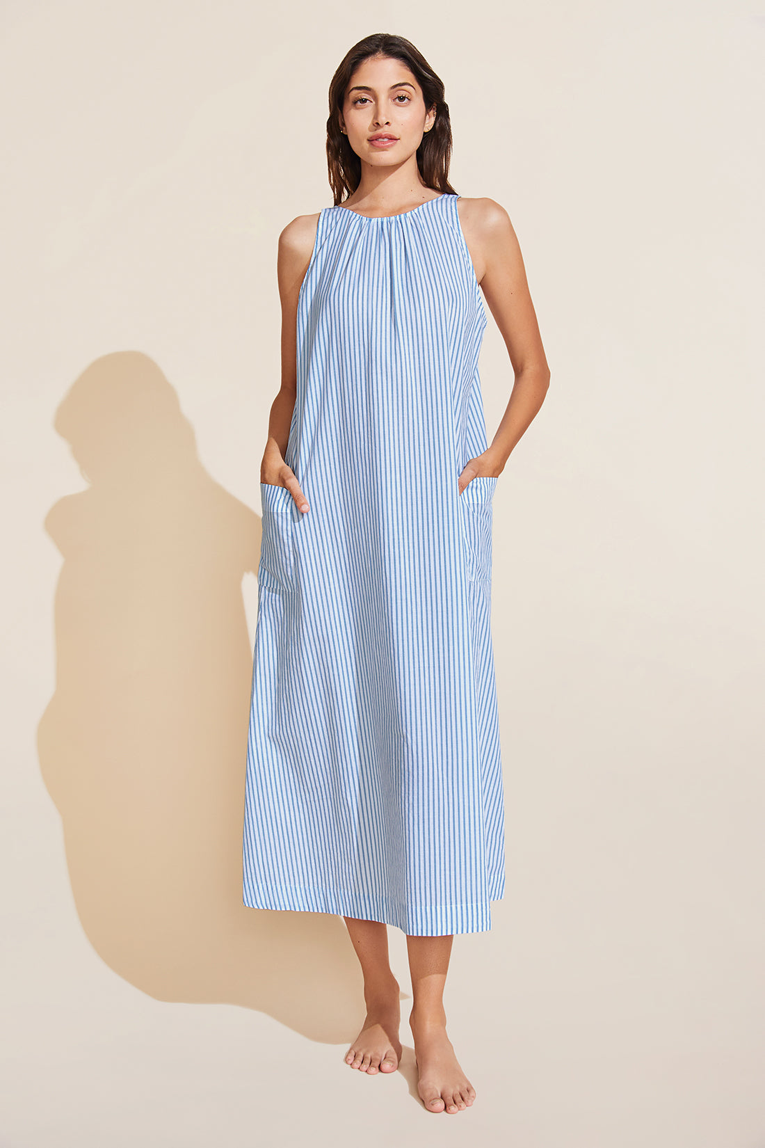 Women | Organic Sandwashed Cotton Two-Way Dress | Nautico Stripe Azure