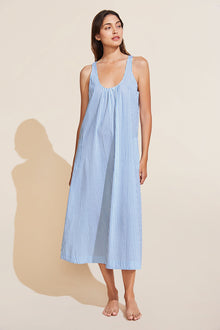 Women | Organic Sandwashed Cotton Two-Way Dress | Nautico Stripe Azure