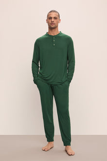 Men | Henry TENCEL™ Modal Long PJ Set With Ribbon | Forest Green