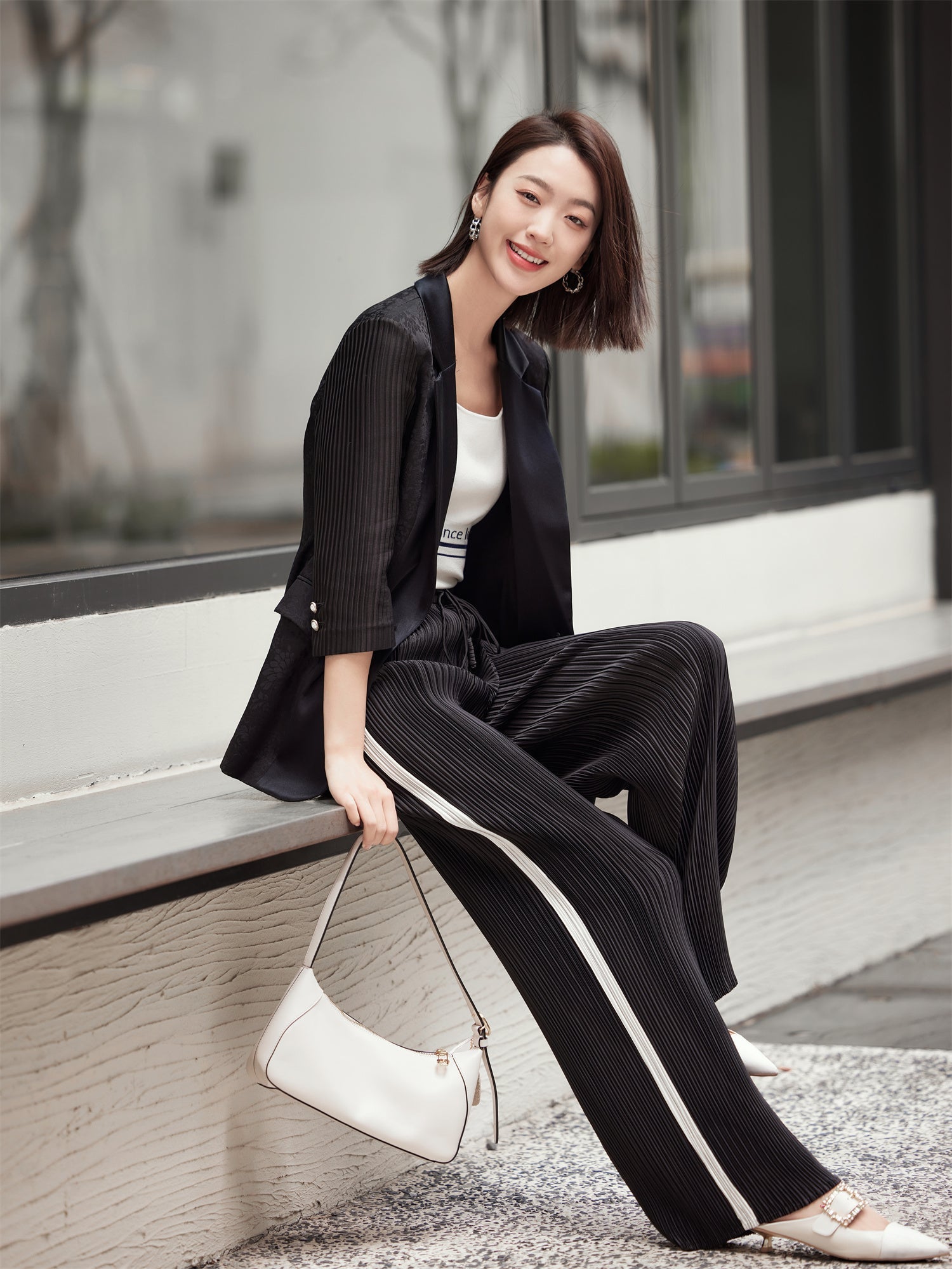 Silk Semi-Sheer Blazer | Black