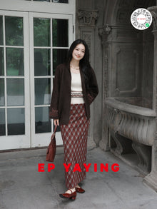 Yak Wool Ethnic Jacquard Jacket | Brown