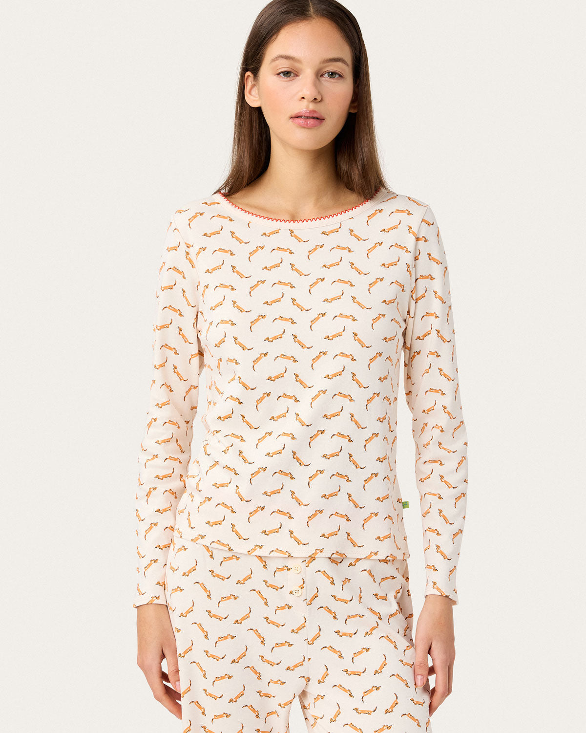 Womens | Ellie Pj Set - Hot Dog | Ivory