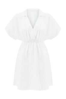 Ponza V Neck Polo Collar Dress | White