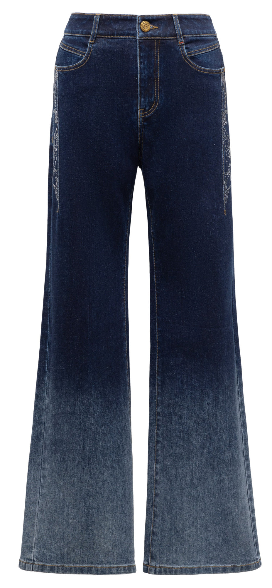 Gradient Straight-Leg Micro-Flare Denim Pants | Navy